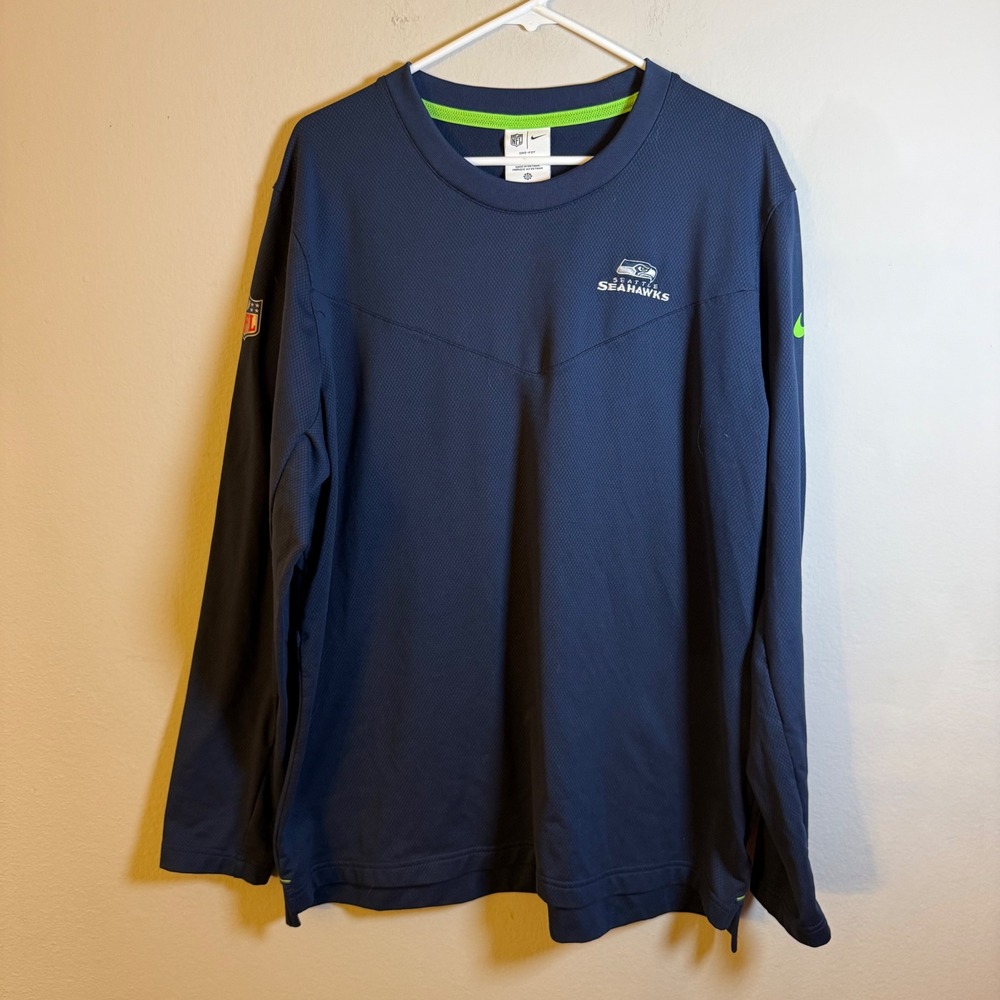 Nike NFL Seattle Seahawks Dri-FIT Long Sleeve Performance Shirt Mens XL Navy